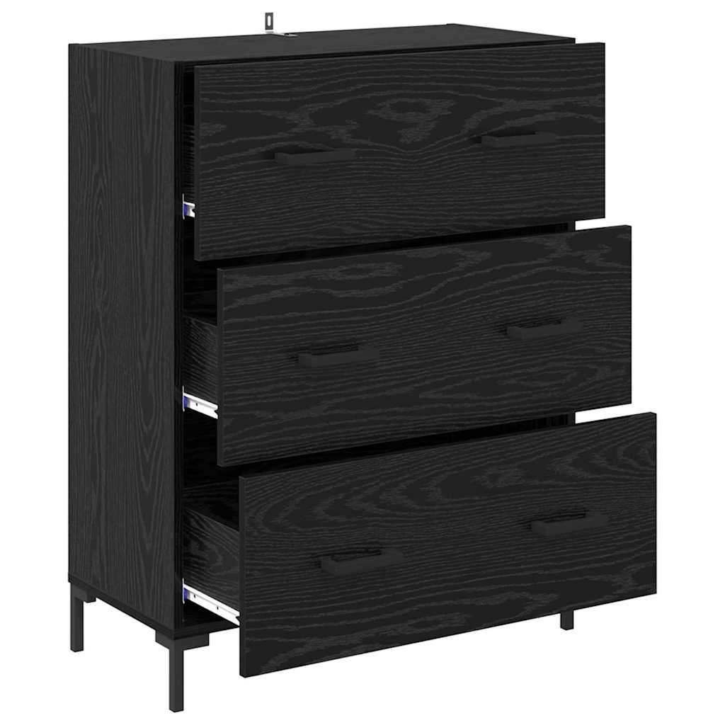 Bufet Stejar Negru 69,5 x 34 x 90 cm Lemn Ingineresc si Fier — imaginea 6
