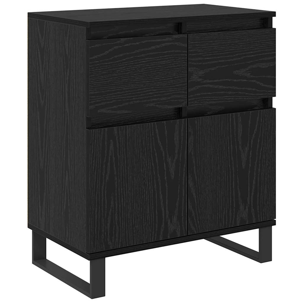Bufet Stejar Negru 60 x 35 x 70 cm Lemn Ingineresc si Fier
