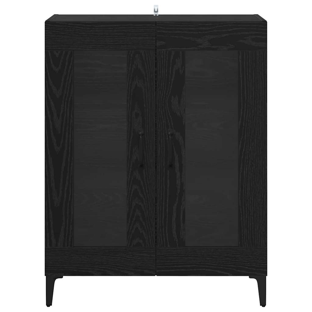 Bufet Stejar Negru 69,5 x 34 x 90 cm Lemn Ingineresc si Fier — imaginea 7