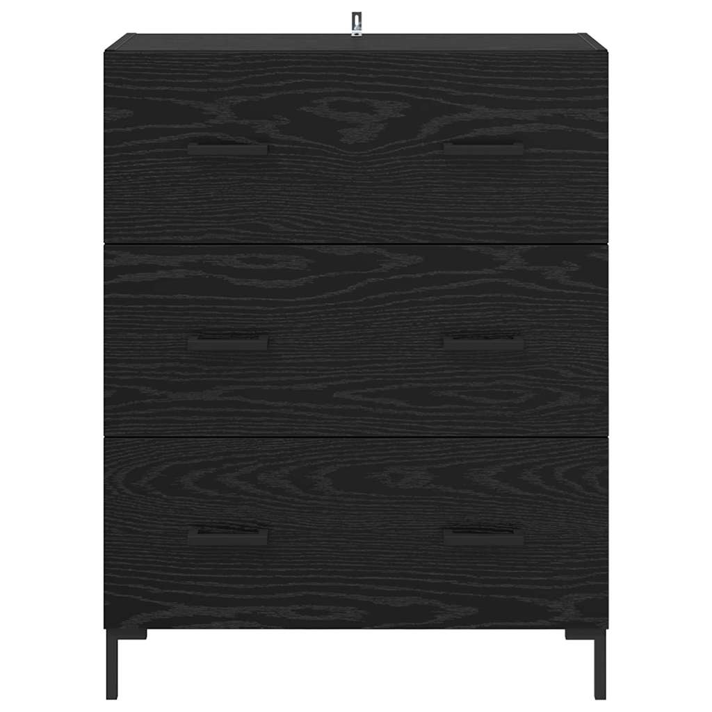 Bufet Stejar Negru 69,5 x 34 x 90 cm Lemn Ingineresc si Fier — imaginea 7
