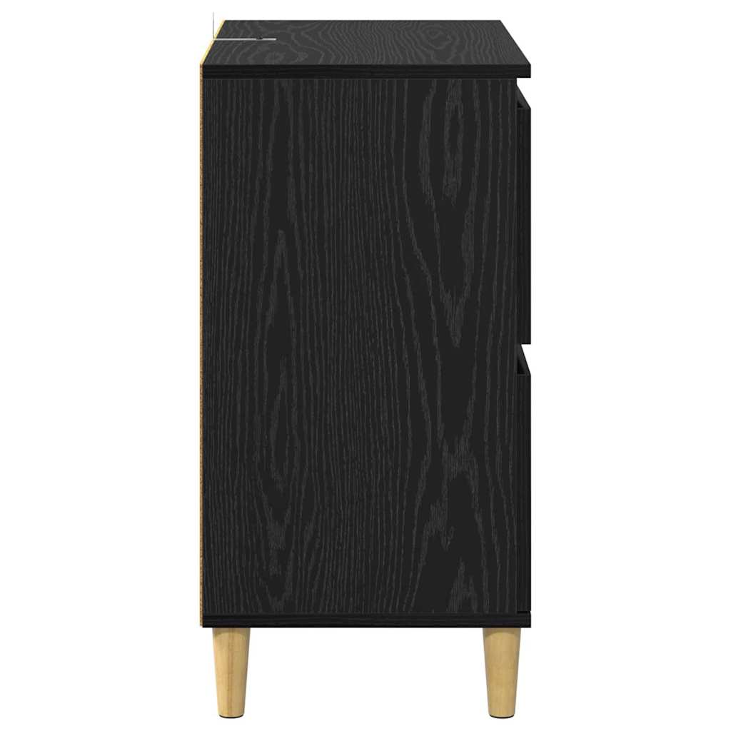 Bufet Stejar Negru 60 x 35 x 70 cm Lemn compozit — imaginea 8