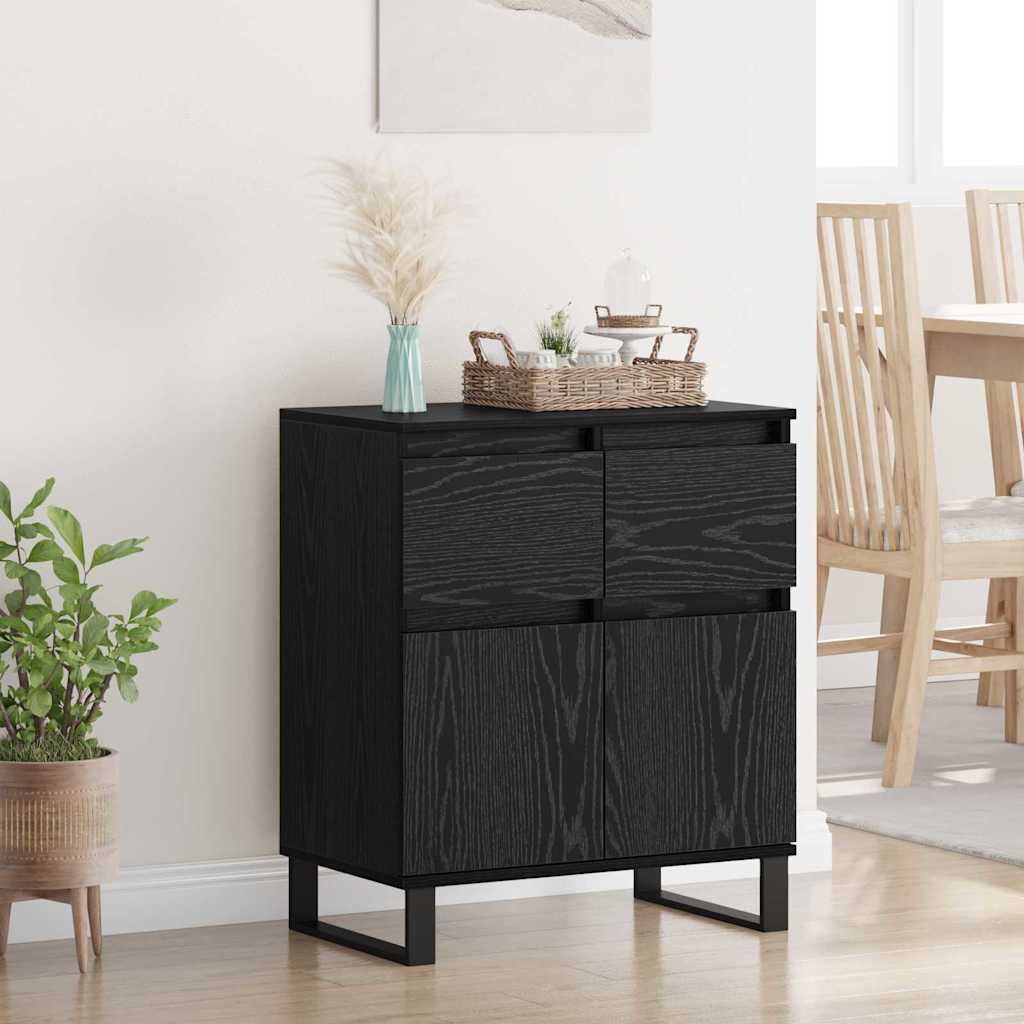 Bufet Stejar Negru 60 x 35 x 70 cm Lemn Ingineresc si Fier — imaginea 2