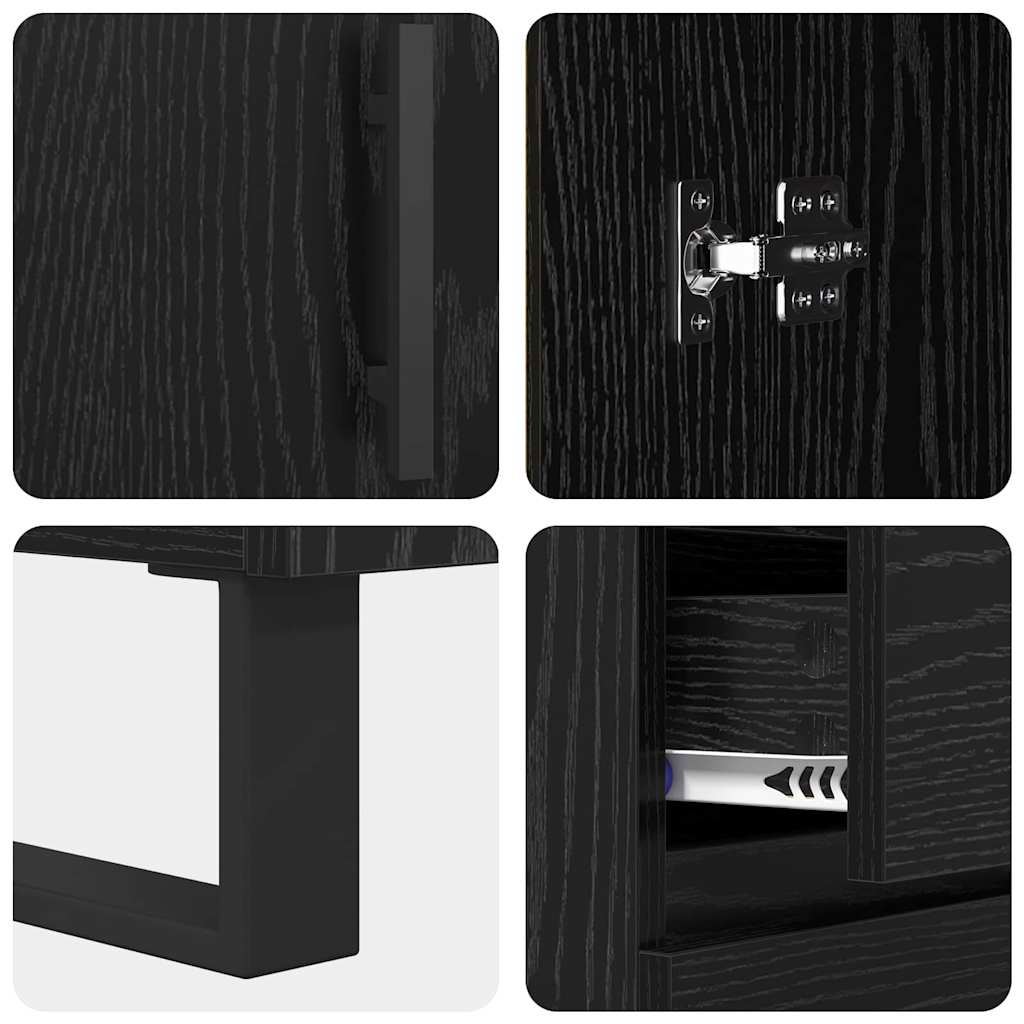 Bufet Stejar Negru 69,5 x 34 x 90 cm Lemn Ingineresc si Fier — imaginea 10