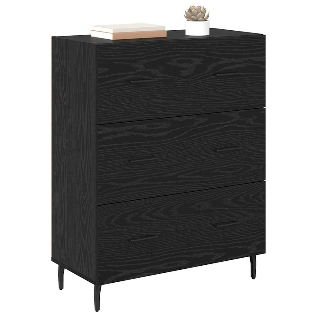 Bufet Stejar Negru 69,5 x 34 x 90 cm Lemn Ingineresc si Fier — imaginea 4