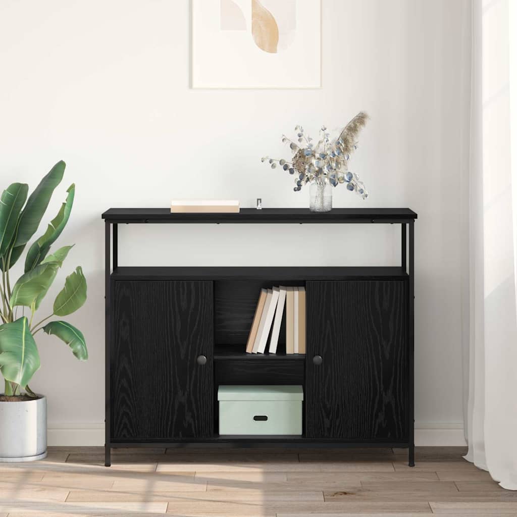 Bufet Stejar Negru 100 x 35 x 80 cm Lemn compozit — imaginea 5