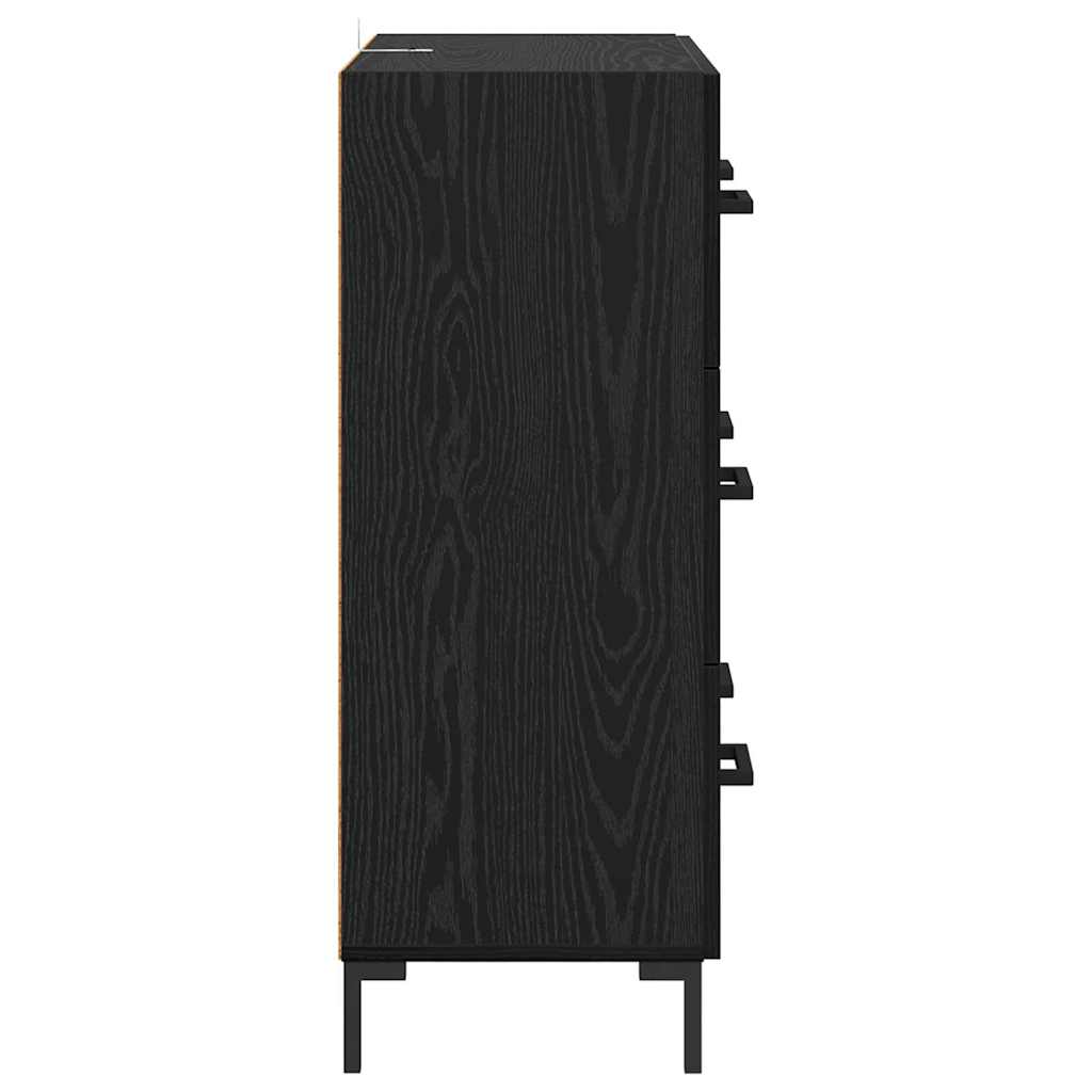 Bufet Stejar Negru 69,5 x 34 x 90 cm Lemn Ingineresc si Fier — imaginea 8