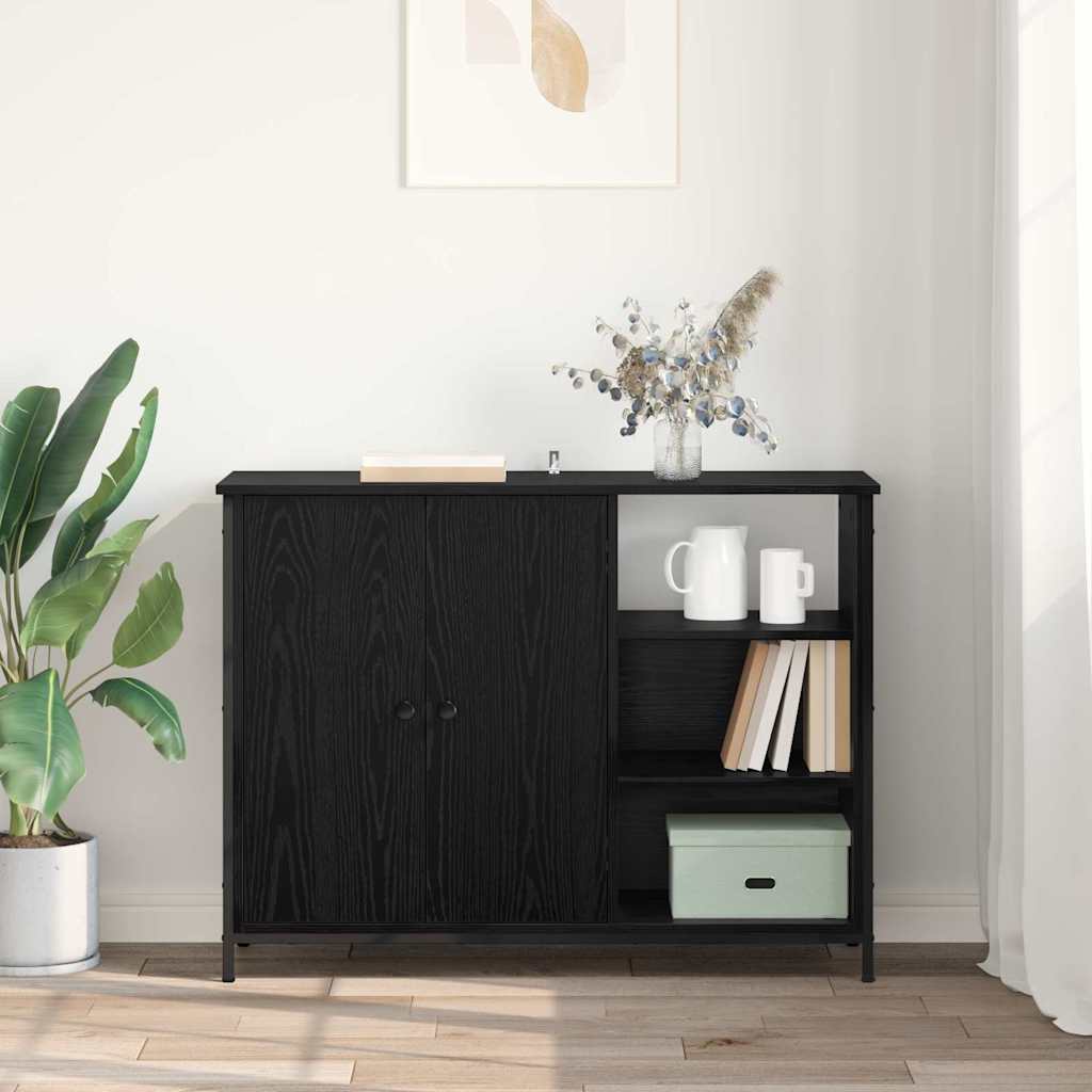 Bufet Stejar Negru 100 x 33 x 75 cm Lemn compozit — imaginea 5