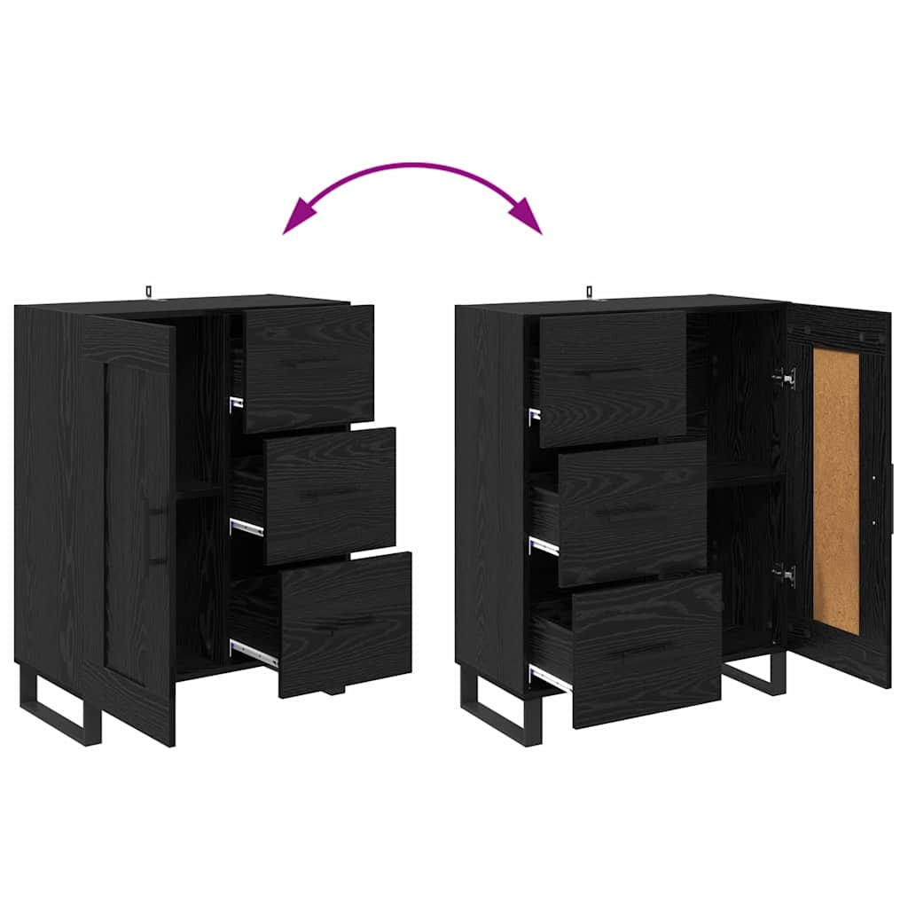 Bufet Stejar Negru 69,5 x 34 x 90 cm Lemn Ingineresc si Fier — imaginea 11