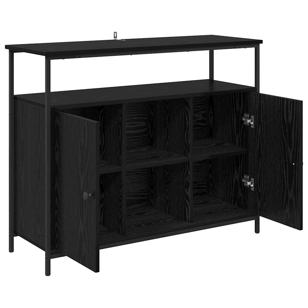 Bufet Stejar Negru 100 x 35 x 80 cm Lemn compozit — imaginea 6