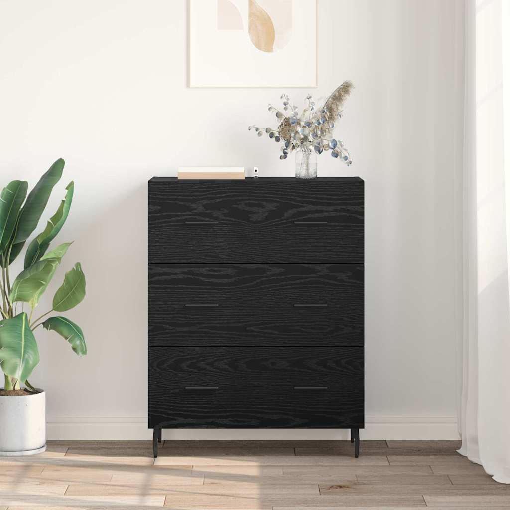Bufet Stejar Negru 69,5 x 34 x 90 cm Lemn Ingineresc si Fier — imaginea 5
