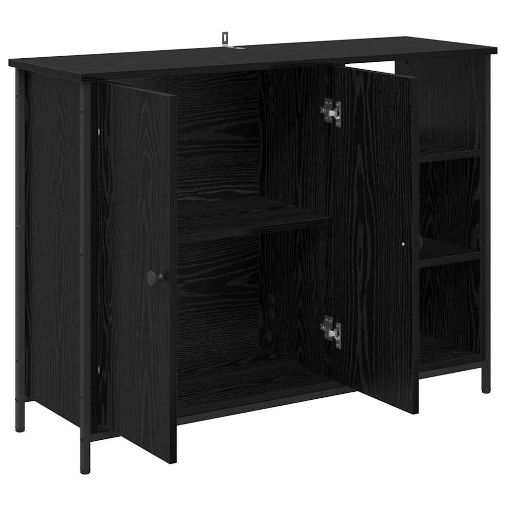 Bufet Stejar Negru 100 x 33 x 75 cm Lemn compozit — imaginea 6