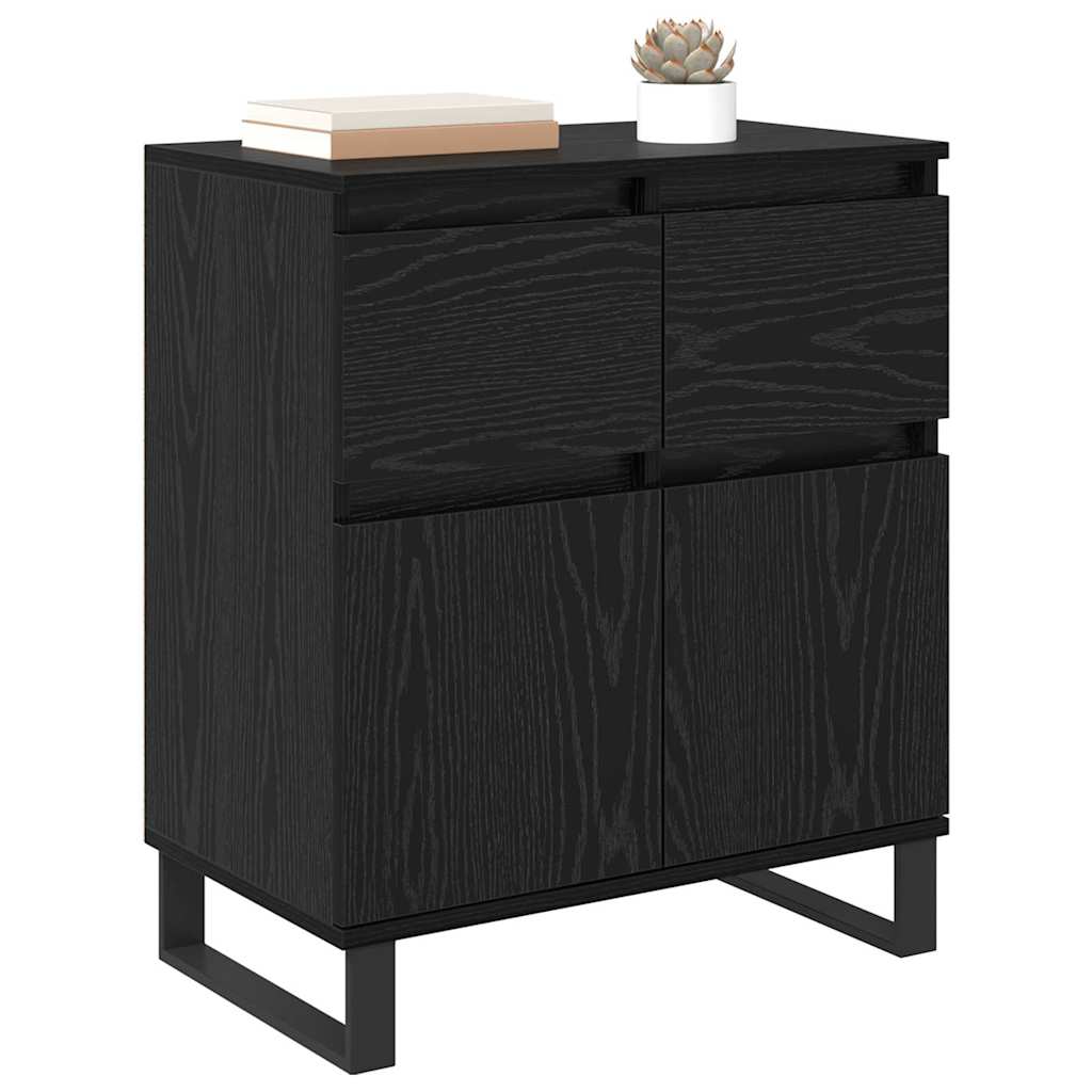 Bufet Stejar Negru 60 x 35 x 70 cm Lemn Ingineresc si Fier — imaginea 4