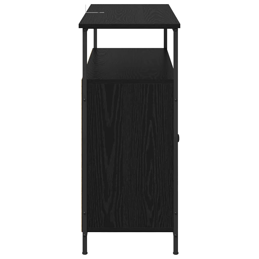 Bufet Stejar Negru 100 x 35 x 80 cm Lemn compozit — imaginea 8