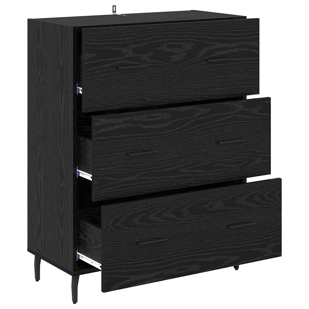 Bufet Stejar Negru 69,5 x 34 x 90 cm Lemn Ingineresc si Fier — imaginea 6