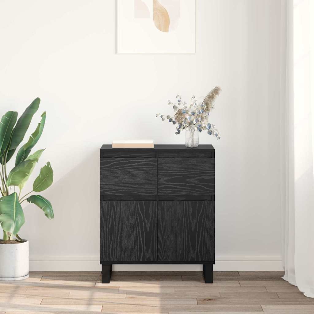Bufet Stejar Negru 60 x 35 x 70 cm Lemn Ingineresc si Fier — imaginea 5