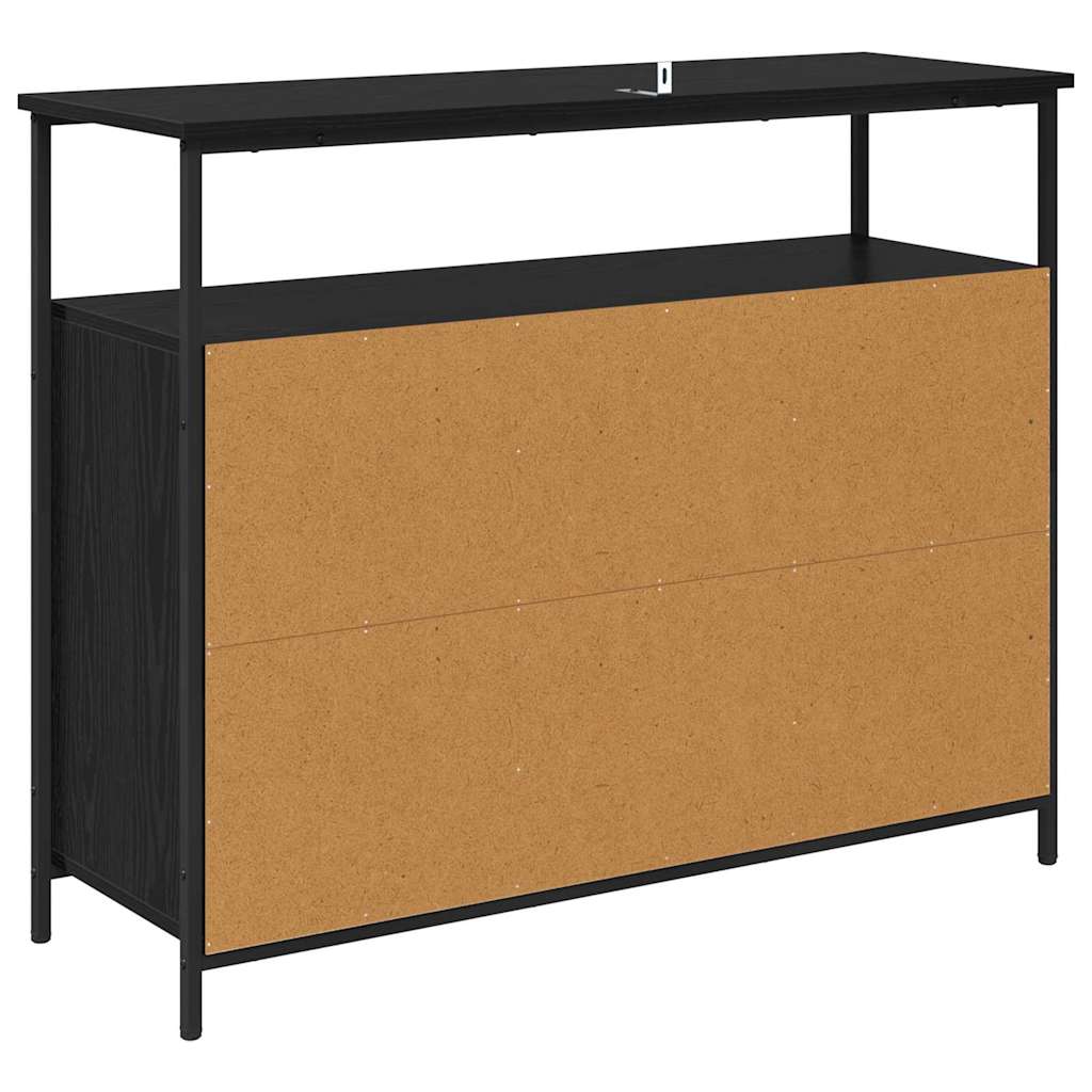 Bufet Stejar Negru 100 x 35 x 80 cm Lemn compozit — imaginea 9