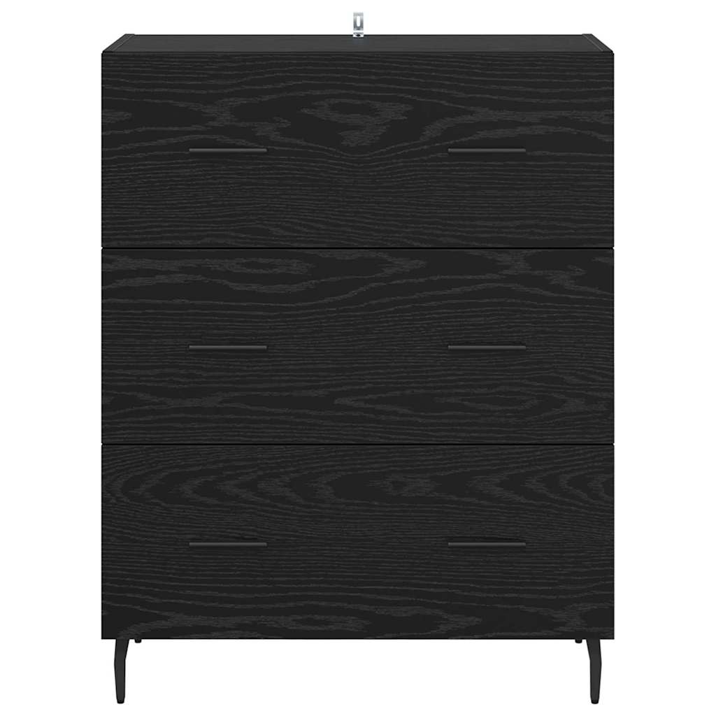 Bufet Stejar Negru 69,5 x 34 x 90 cm Lemn Ingineresc si Fier — imaginea 7