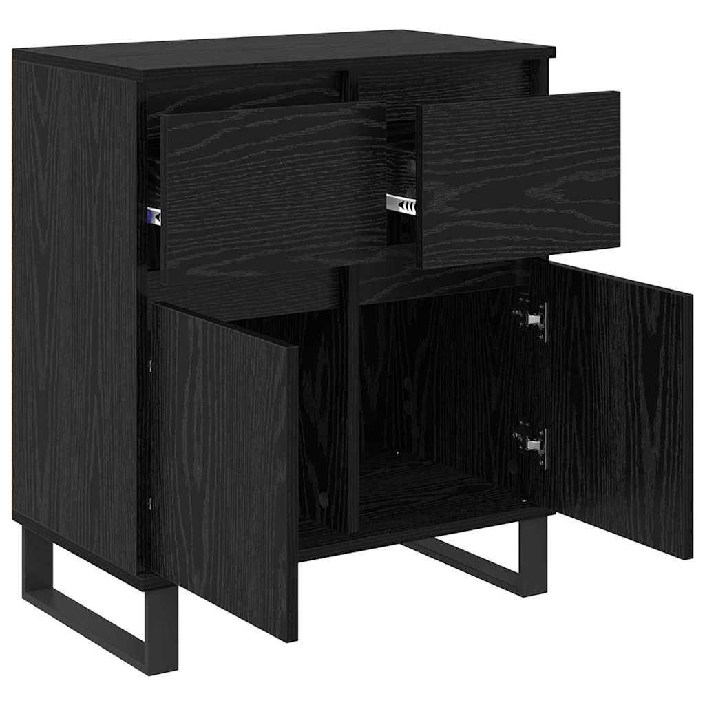 Bufet Stejar Negru 60 x 35 x 70 cm Lemn Ingineresc si Fier — imaginea 6