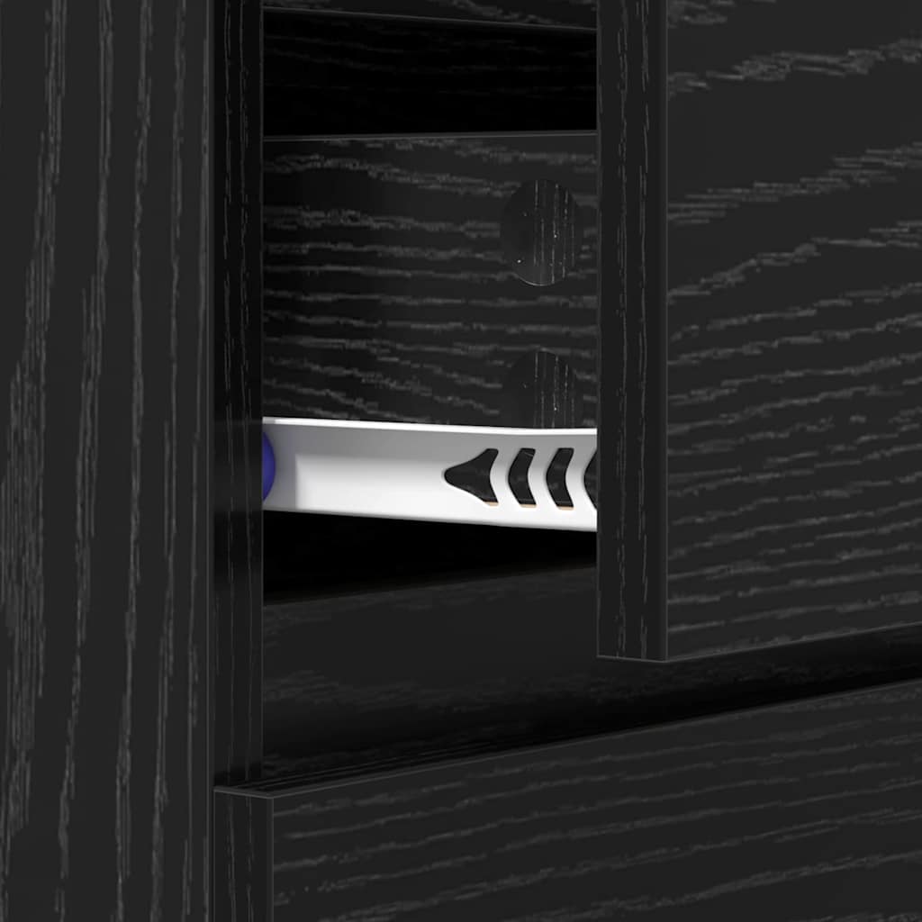 Bufet Stejar Negru 60 x 35 x 70 cm Lemn Ingineresc si Fier — imaginea 10