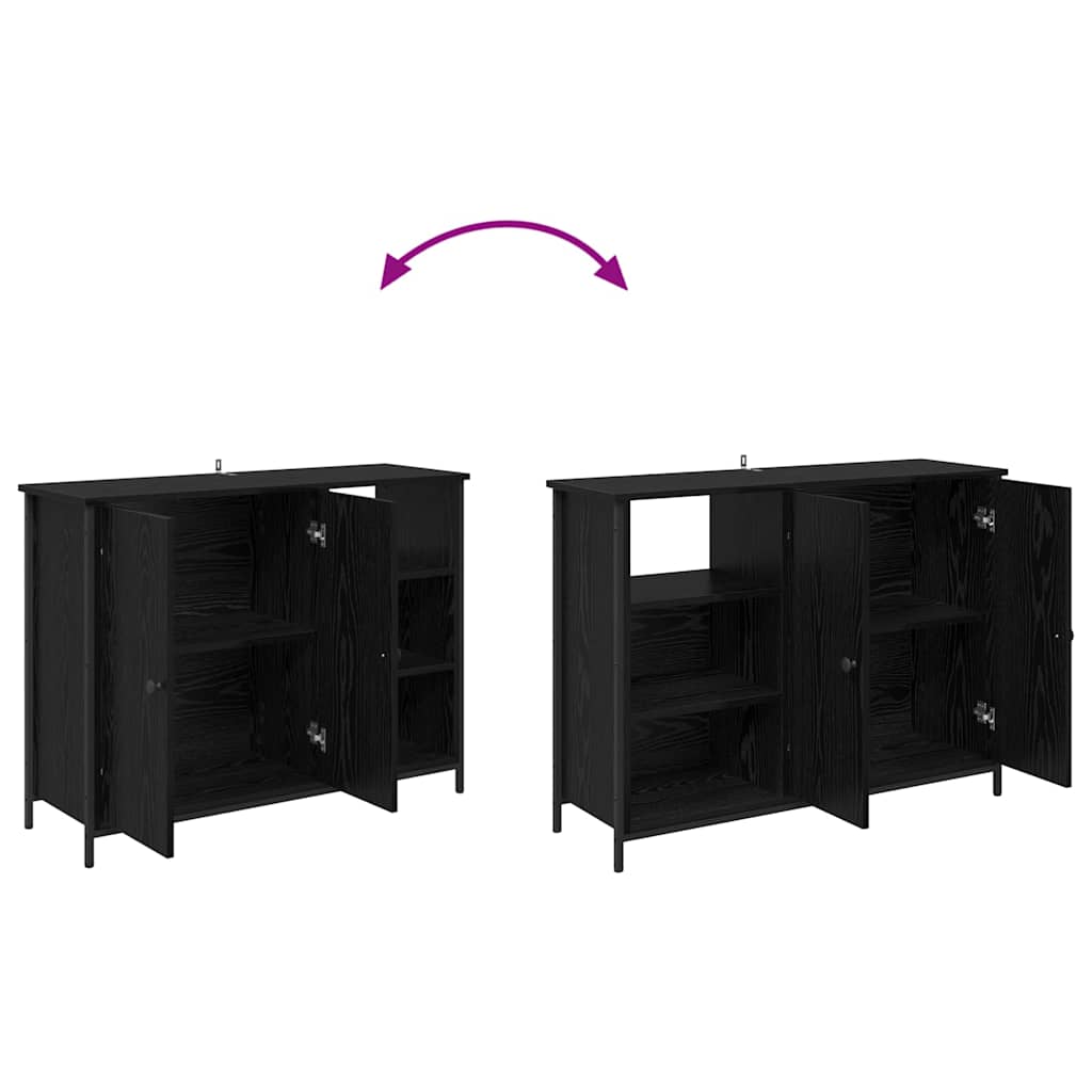 Bufet Stejar Negru 100 x 33 x 75 cm Lemn compozit — imaginea 12