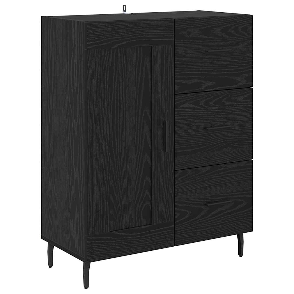 Bufet Stejar Negru 69,5 x 34 x 90 cm Lemn Ingineresc si Fier