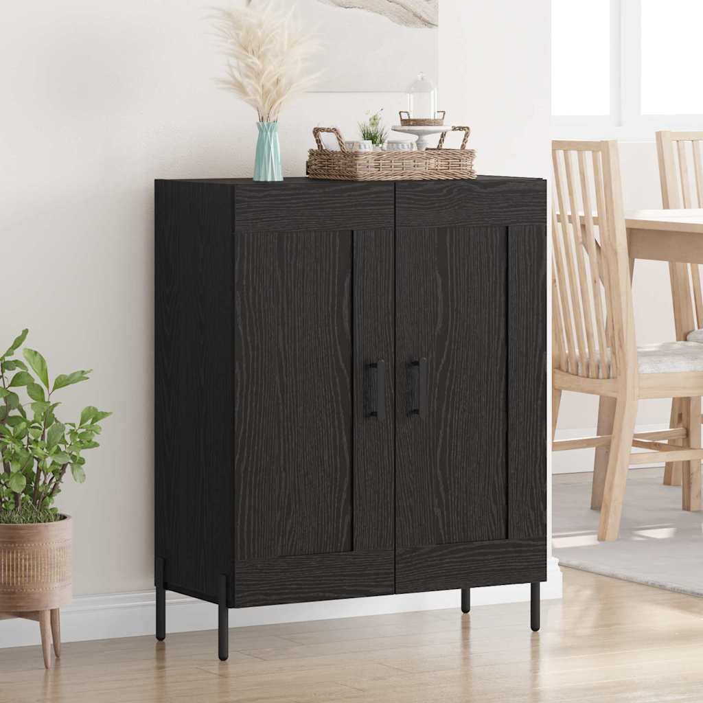 Bufet Stejar Negru 69,5 x 34 x 90 cm Lemn Ingineresc si Fier — imaginea 2