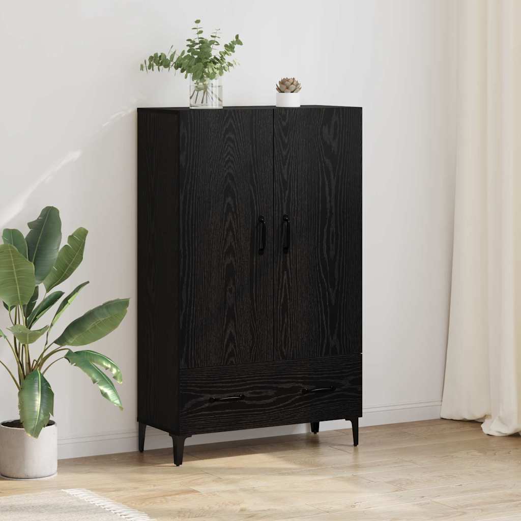 Bufet Stejar Negru 70 x 31 x 115 cm Lemn Ingineresc si Fier — imaginea 2