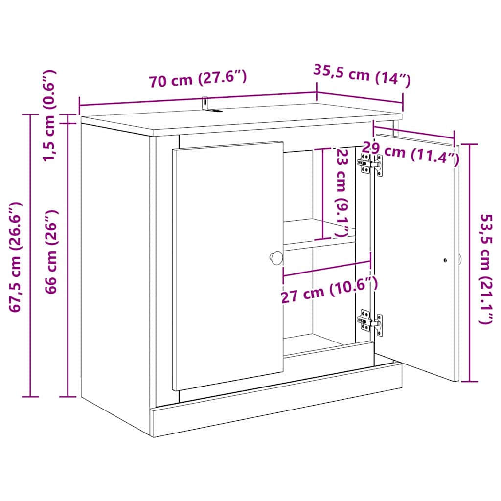Bufet Stejar Artizanal 70 x 35,5 x 67,5 cm Lemn compozit — imaginea 12