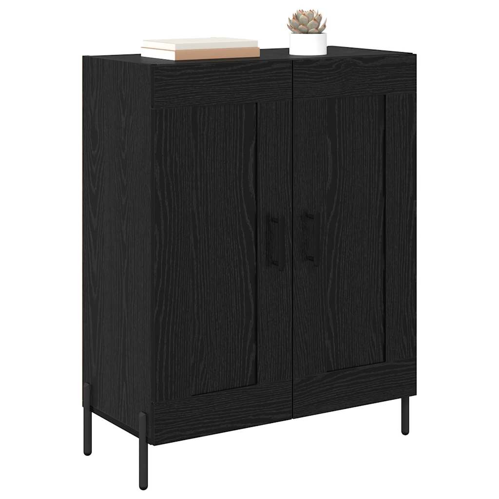 Bufet Stejar Negru 69,5 x 34 x 90 cm Lemn Ingineresc si Fier — imaginea 4
