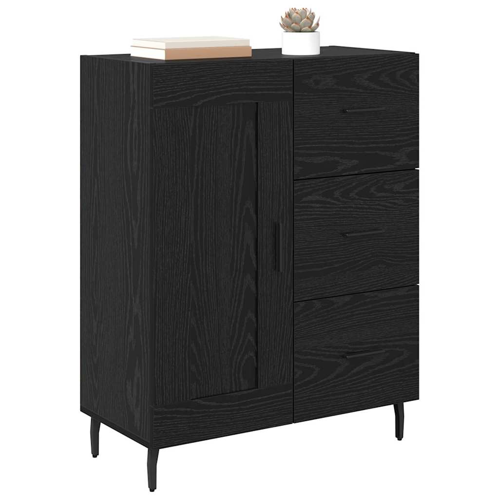 Bufet Stejar Negru 69,5 x 34 x 90 cm Lemn Ingineresc si Fier — imaginea 4