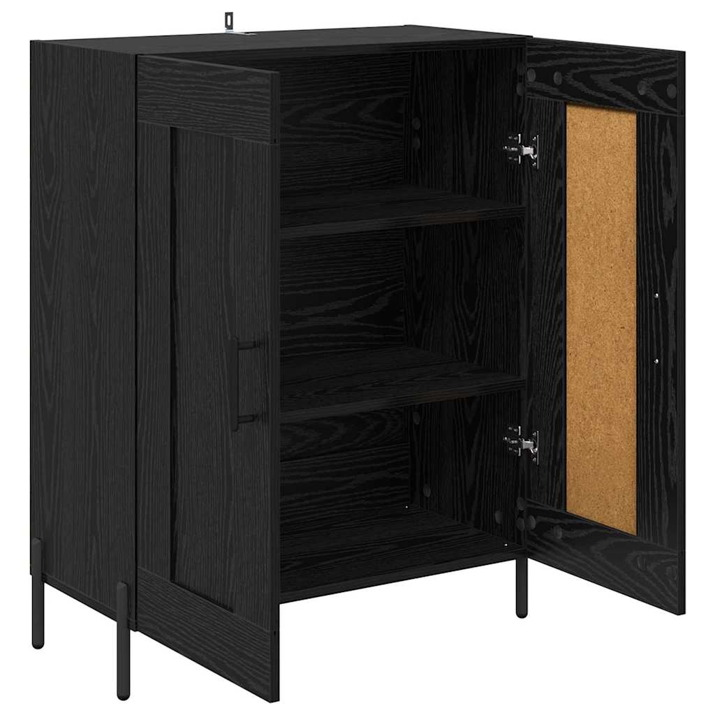 Bufet Stejar Negru 69,5 x 34 x 90 cm Lemn Ingineresc si Fier — imaginea 6