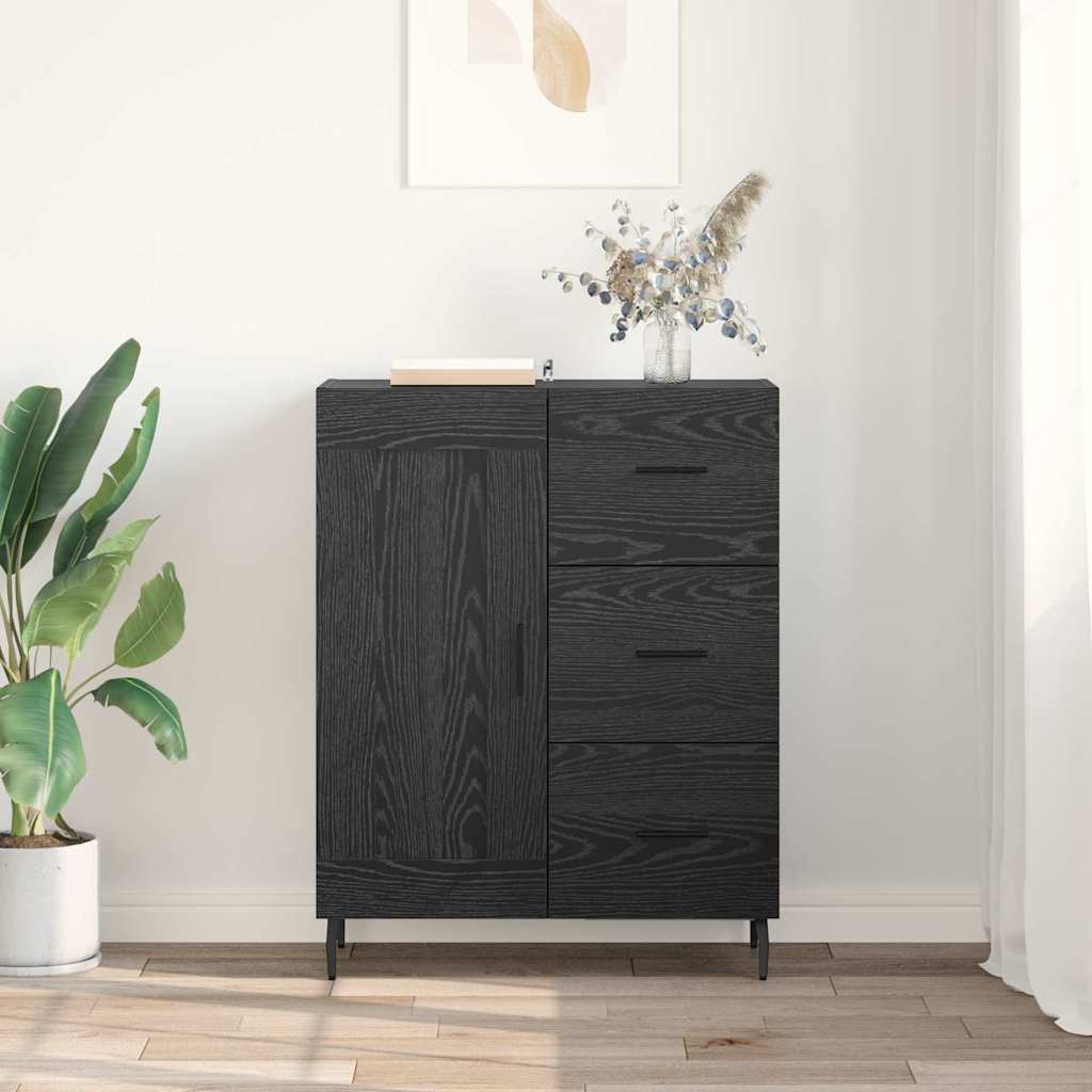 Bufet Stejar Negru 69,5 x 34 x 90 cm Lemn Ingineresc si Fier — imaginea 5