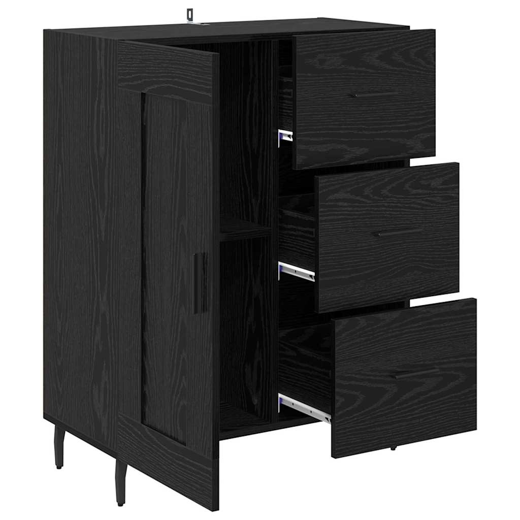 Bufet Stejar Negru 69,5 x 34 x 90 cm Lemn Ingineresc si Fier — imaginea 6