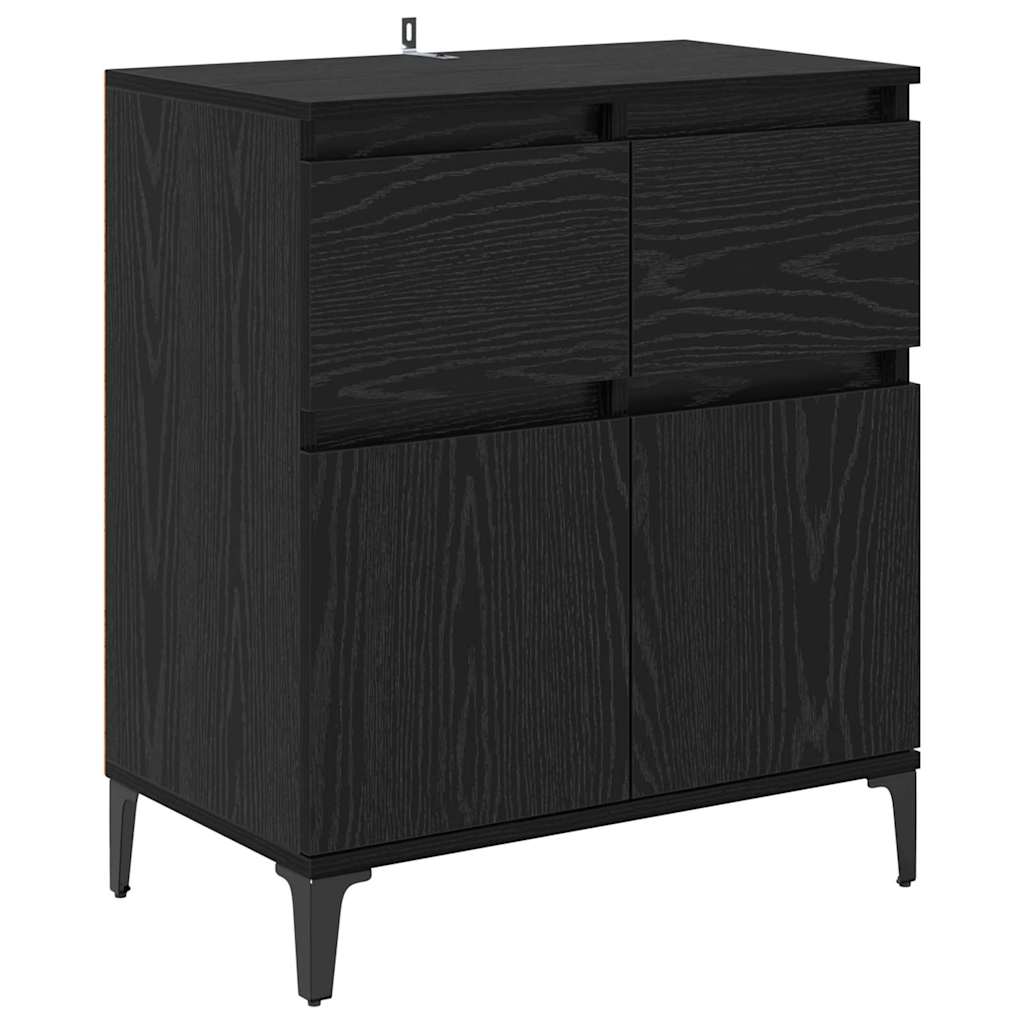 Bufet Stejar Negru 60 x 35 x 70 cm Lemn Ingineresc si Fier