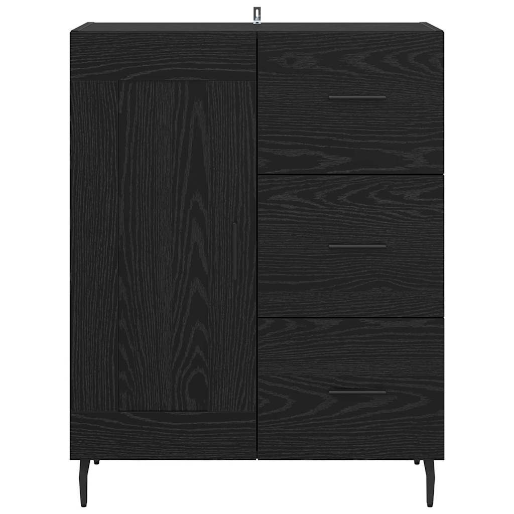 Bufet Stejar Negru 69,5 x 34 x 90 cm Lemn Ingineresc si Fier — imaginea 7