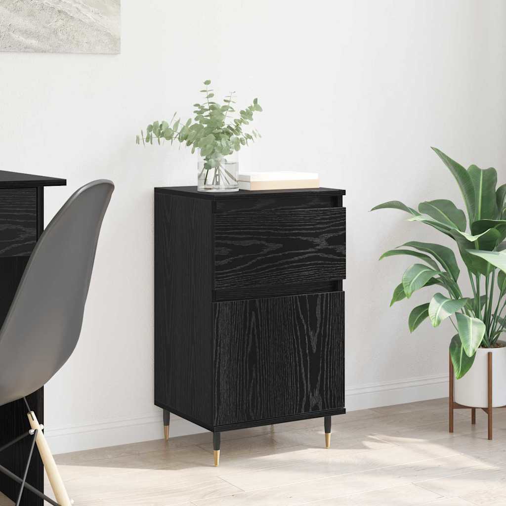 Bufet Stejar Negru 40 x 35 x 70 cm Lemn Ingineresc si Fier — imaginea 2