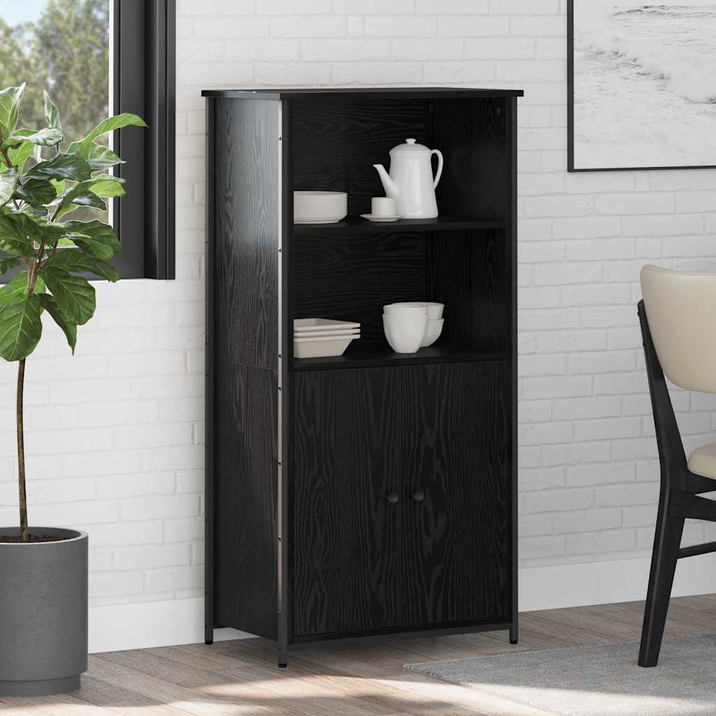 Bufet Stejar Negru 62 x 36 x 121,5 cm Lemn compozit — imaginea 2
