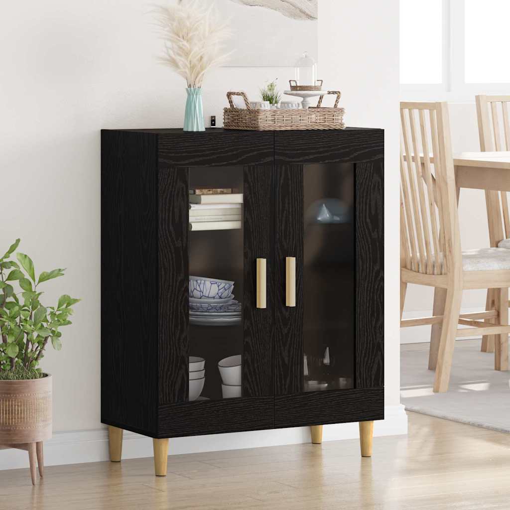 Bufet Stejar Negru 69,5 x 34 x 90 cm Lemn compozit — imaginea 2