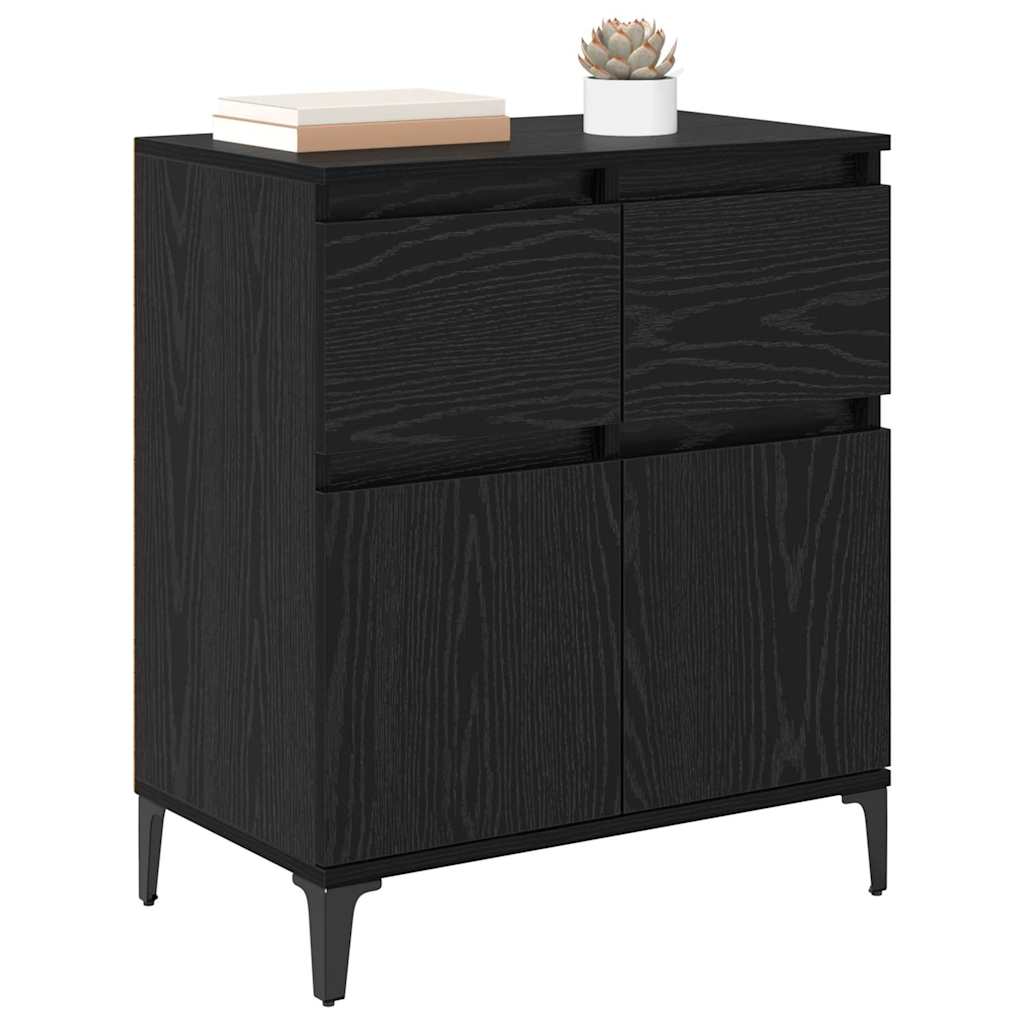 Bufet Stejar Negru 60 x 35 x 70 cm Lemn Ingineresc si Fier — imaginea 4