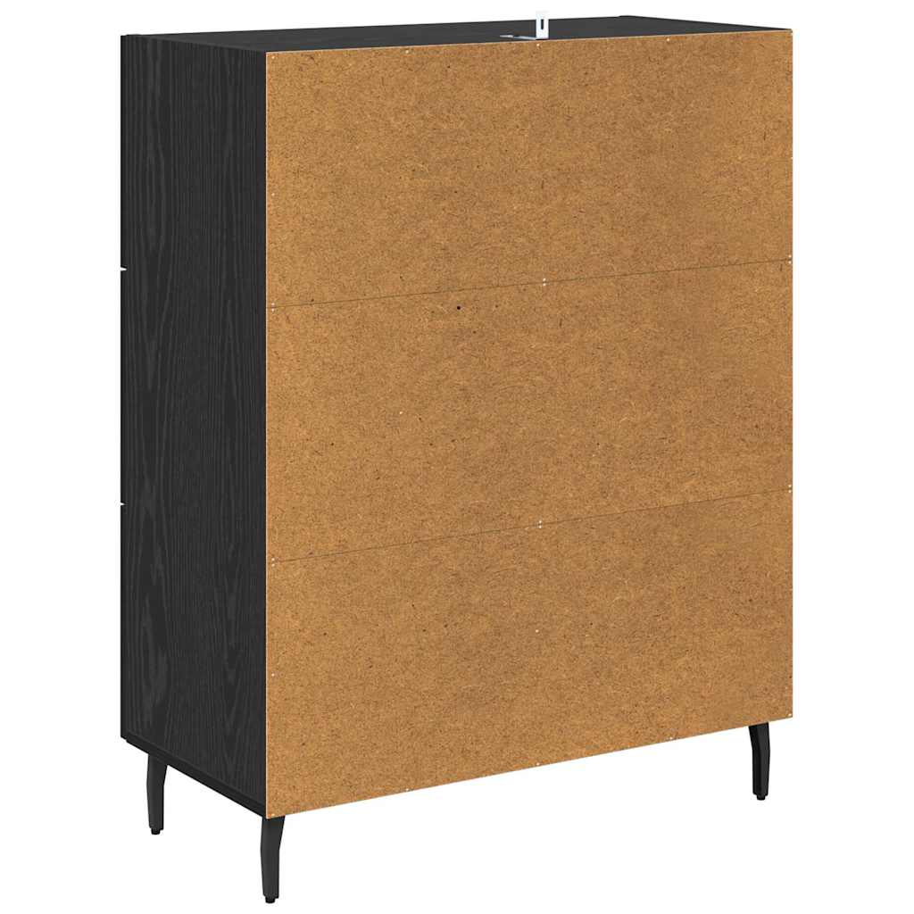 Bufet Stejar Negru 69,5 x 34 x 90 cm Lemn Ingineresc si Fier — imaginea 9