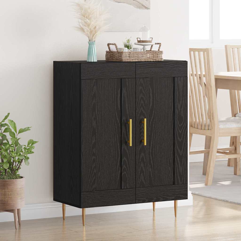 Bufet Stejar Negru 69,5 x 34 x 90 cm Lemn Ingineresc si Fier — imaginea 2