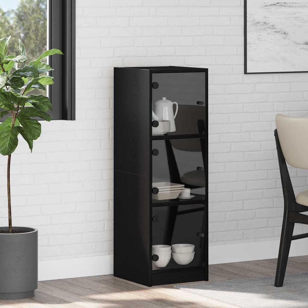 Bufet Stejar Negru 35 x 37 x 109 cm Lemn compozit — imaginea 2
