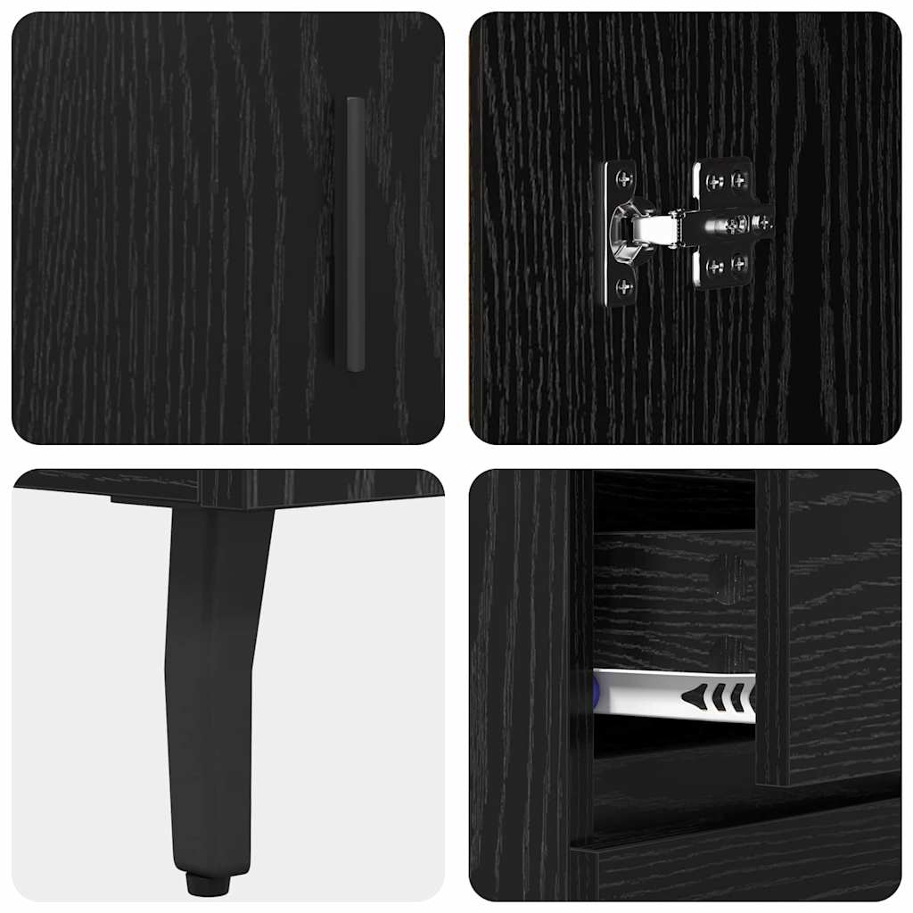 Bufet Stejar Negru 69,5 x 34 x 90 cm Lemn Ingineresc si Fier — imaginea 10