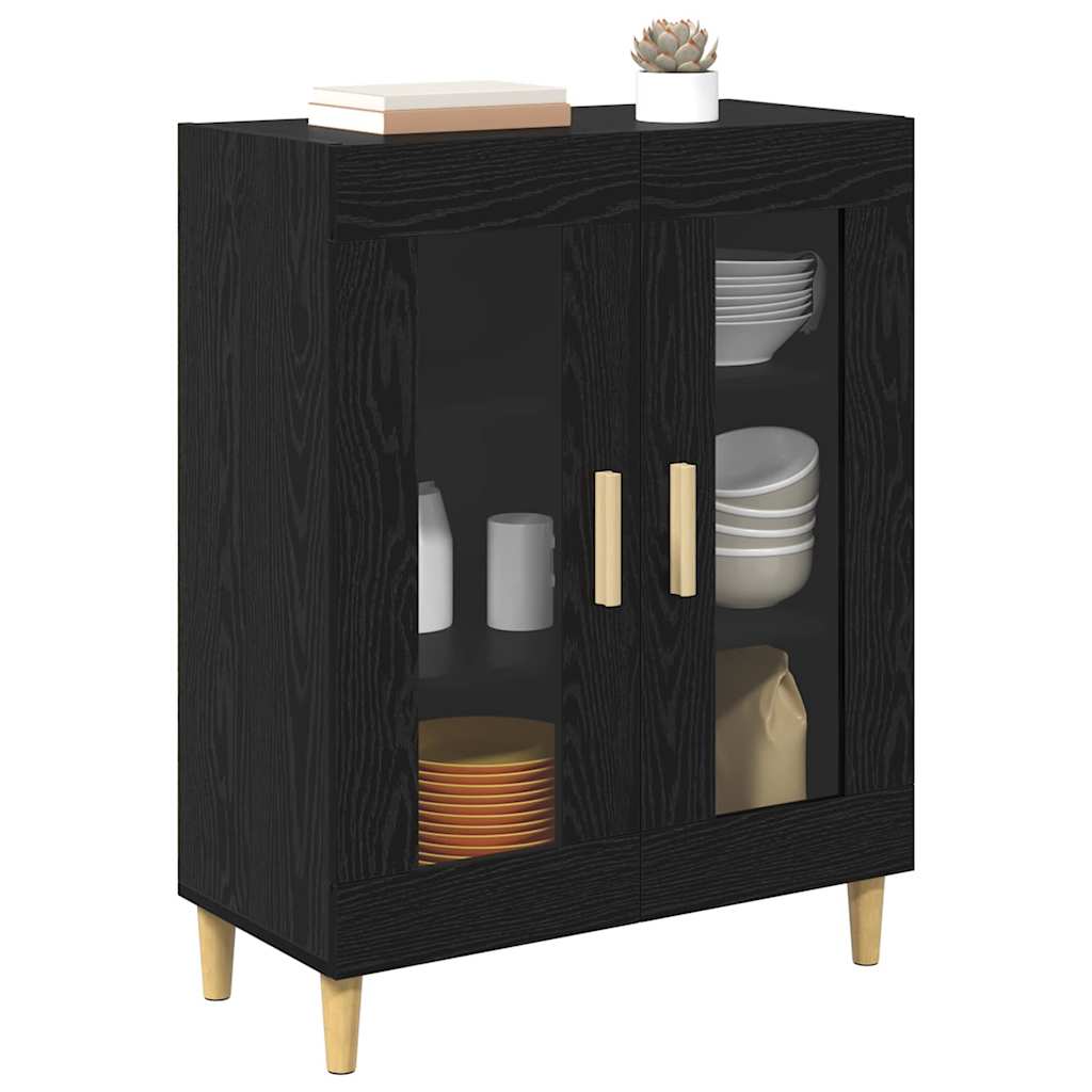 Bufet Stejar Negru 69,5 x 34 x 90 cm Lemn compozit — imaginea 4