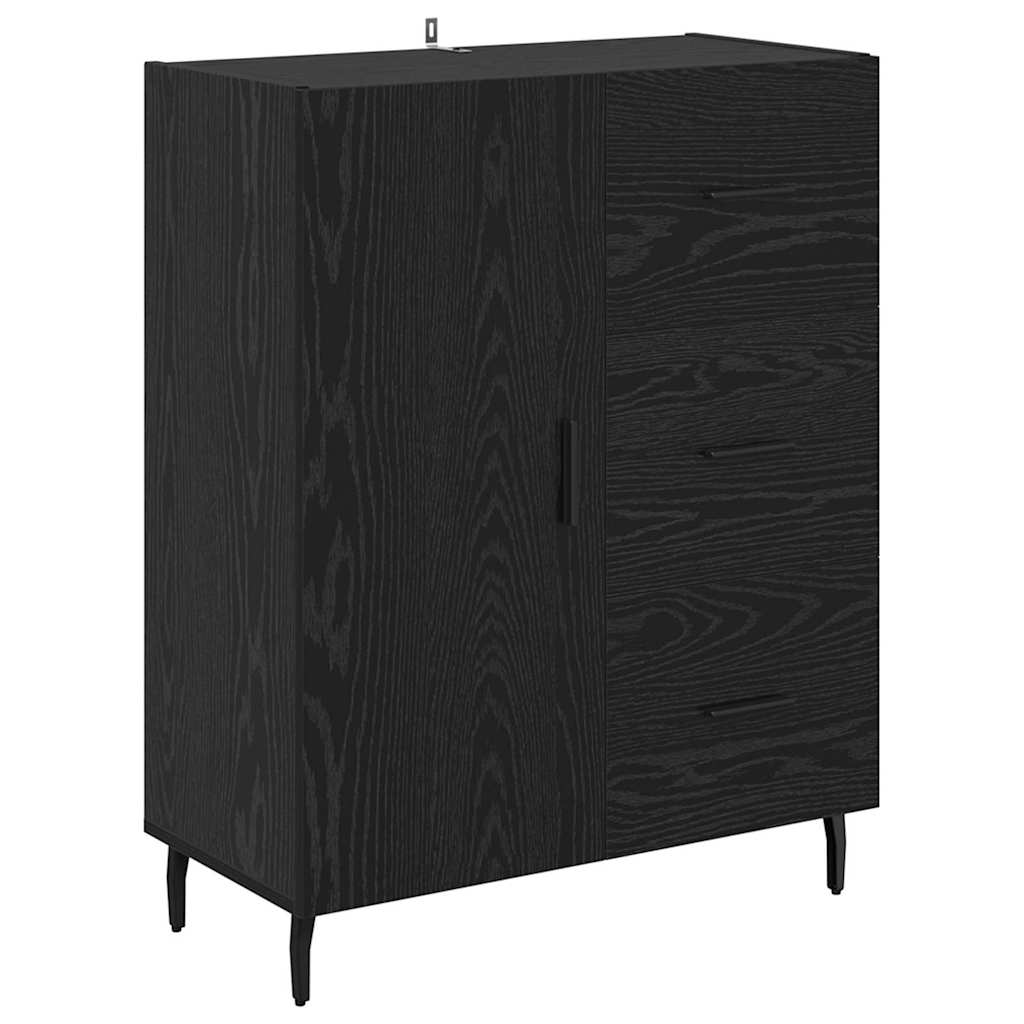 Bufet Stejar Negru 69,5 x 34 x 90 cm Lemn Ingineresc si Fier