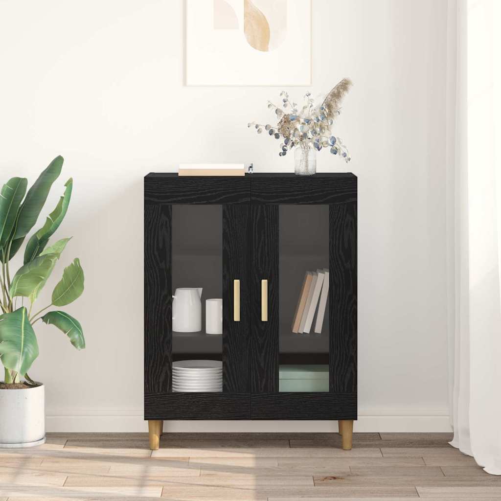 Bufet Stejar Negru 69,5 x 34 x 90 cm Lemn compozit — imaginea 5
