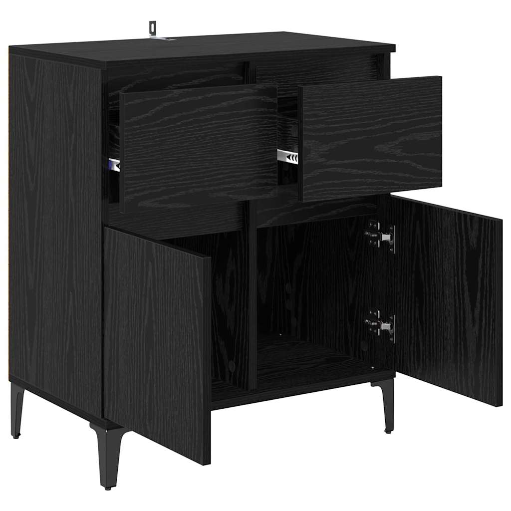 Bufet Stejar Negru 60 x 35 x 70 cm Lemn Ingineresc si Fier — imaginea 6