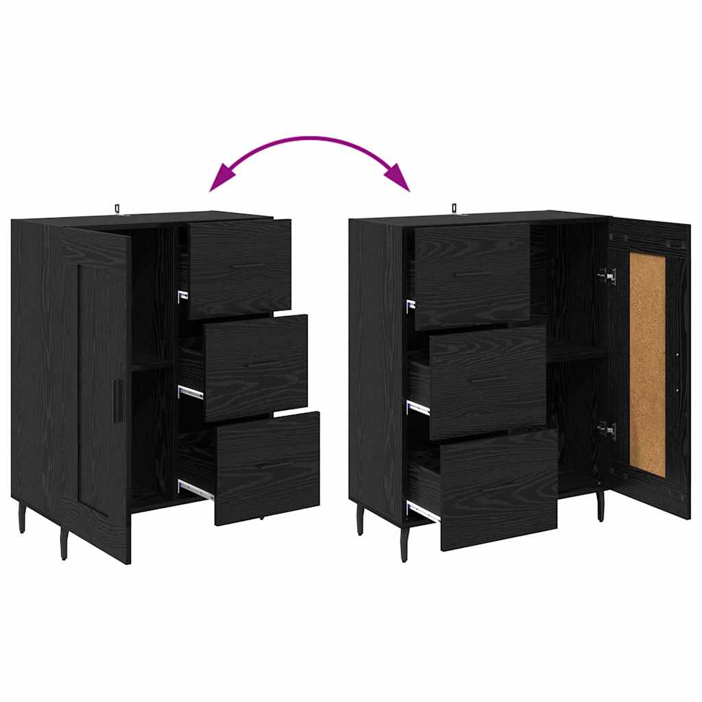 Bufet Stejar Negru 69,5 x 34 x 90 cm Lemn Ingineresc si Fier — imaginea 11