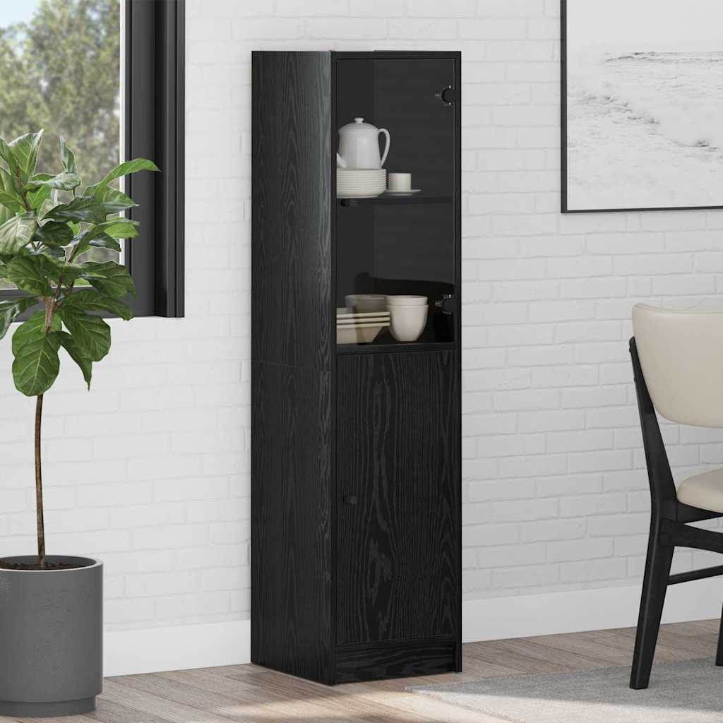 Bufet Stejar Negru 35 x 37 x 142 cm Lemn compozit — imaginea 2