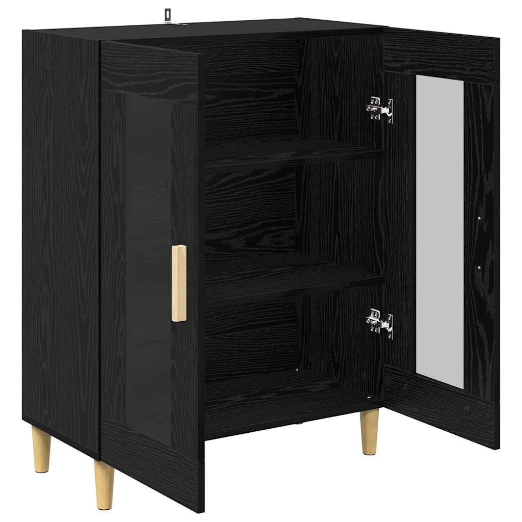 Bufet Stejar Negru 69,5 x 34 x 90 cm Lemn compozit — imaginea 6